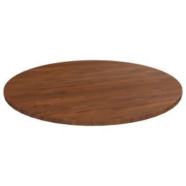 Round Table Top Dark Brown 80x1.5cm Treated Solid Wood Oak