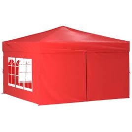 Folding Party Tent with Sidewalls Red 3x3 m