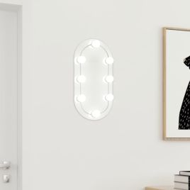 Mirror with LED Lights 40x20 cm Glass Oval