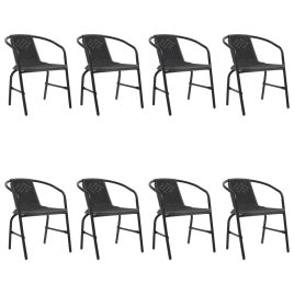 Garden Chairs 8 pcs Plastic Rattan and Steel 110 kg