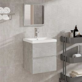 Bathroom Cabinet with Mirror Concrete Grey Engineered Wood