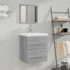 Bathroom Cabinet with Mirror Grey Sonoma 41x38.5x48 cm Engineered Wood