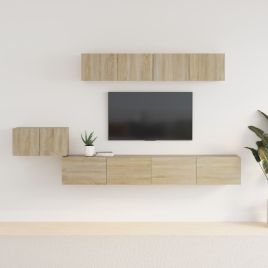 5 Piece TV Cabinet Set Sonoma Oak Engineered Wood