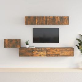 5 Pcs TV Cabinet Set Smoked Oak Engineered Wood