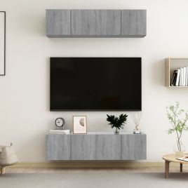 Wall TV Cabinets 4 Pieces Grey Sonoma 60x30x30 cm Engineered Wood