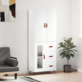 Highboard White 69.5x34x180 cm Engineered Wood