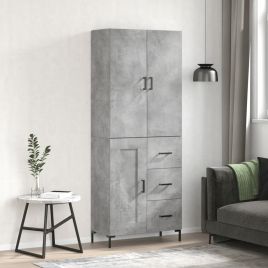 Highboard Concrete Grey 69.5x34x180 cm Engineered Wood