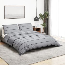 Duvet Cover Set Grey 135x200 cm Cotton