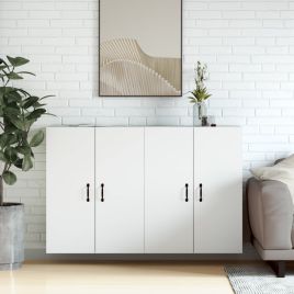 Wall Mounted Cabinets 2 Pieces White Engineered Wood