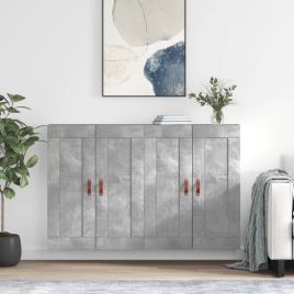 Wall Mounted Cabinets 2 Pieces Concrete Grey Engineered Wood