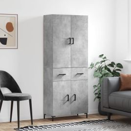 Highboard Concrete Grey 69.5x34x180 cm Engineered Wood