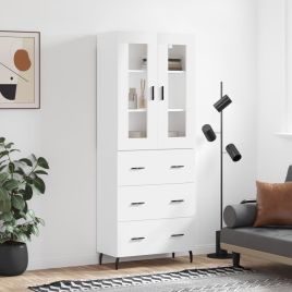 Highboard White 69.5x34x180 cm Engineered Wood