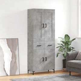 Highboard Concrete Grey 69.5x34x180 cm Engineered Wood
