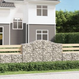 Arched Gabion Baskets 15 Pieces 200x50x120/140 cm Galvanised Iron