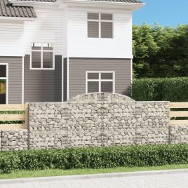 Arched Gabion Baskets 12 Pieces 300x50x120/140 cm Galvanised Iron