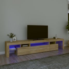 TV Cabinet with LED Lights Sonoma Oak 215x36.5x40cm