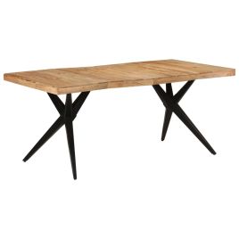 Dining Table Black 180x90x77cm Solid Wood Acacia