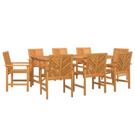 LAOBRO Garden Dining Set 9 pcs Solid Acacia Wood - Brown