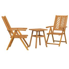LAOBRO Garden Dining Set 3 pcs Solid Acacia Wood - Brown