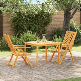 LAOBRO Garden Dining Set 3 pcs Solid Acacia Wood - Brown