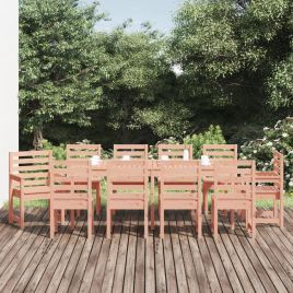 11 Pcs Garden Dining Set Solid Wood Douglas