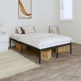Metal Bed Frame Black 120x190 cm Small Double