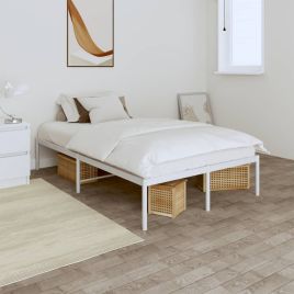 Metal Bed Frame White 135x190 cm Double