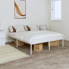 Metal Bed Frame White 140x190 cm