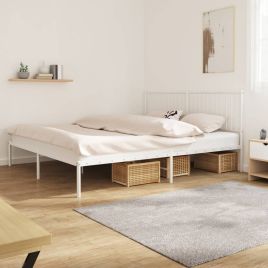 Metal Bed Frame with Headboard White 180x200 cm 6FT Super King