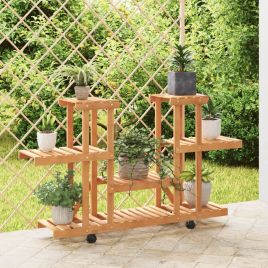 Flower Stand with Wheels 110x25x78cm Solid Wood Fir