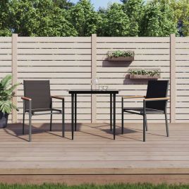 Garden Chairs 2 pcs Black 55x61.5x90 cm Textilene and Steel