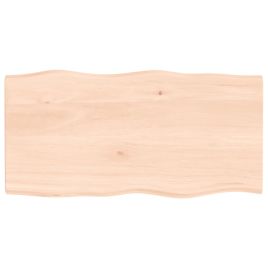 Table Top 80x40x2 cm Untreated Solid Wood Oak Live Edge
