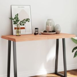 Table Top Light Brown 120x60x6 cm Treated Solid Wood Oak Live Edge