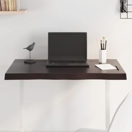 Table Top Dark Grey 80x40x4 cm Treated Solid Wood Oak Live Edge