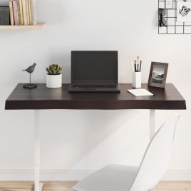 Table Top Dark Grey 100x40x6 cm Treated Solid Wood Oak Live Edge