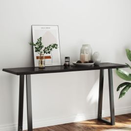 Table Top Dark Grey 160x50x4 cm Treated Solid Wood Oak Live Edge