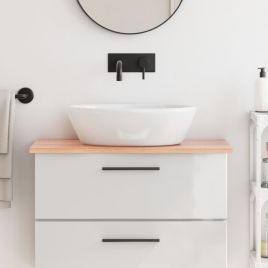 Bathroom Countertop Light Brown 80x30x2cm Treated Solid Wood