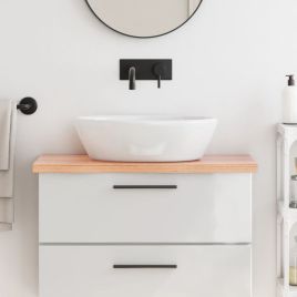 Bathroom Countertop Light Brown 80x30x2-4cm Treated Solid Wood