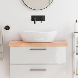 Bathroom Countertop Light Brown 80x30x2-6cm Treated Solid Wood