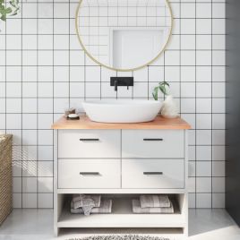 Bathroom Countertop Light Brown 100x50x2cm Treated Solid Wood