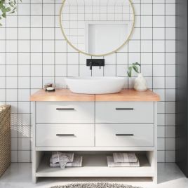 Bathroom Countertop Light Brown 120x50x2-6cm Treated Solid Wood