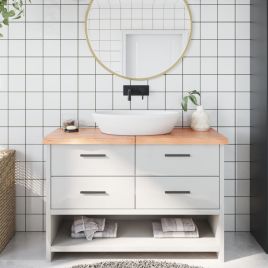 Bathroom Countertop Light Brown 120x60x2-4cm Treated Solid Wood