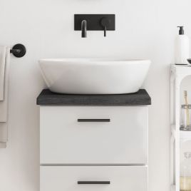 Bathroom Countertop Dark Grey 40x30x4cm Treated Solid Wood