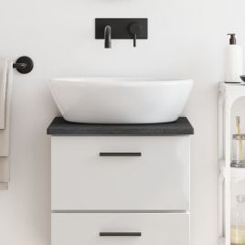 Bathroom Countertop Dark Grey 40x40x2cm Treated Solid Wood