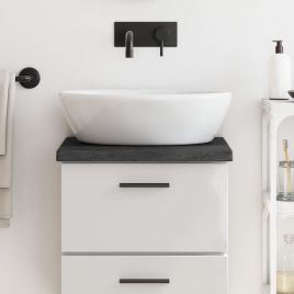 Bathroom Countertop Dark Brown 40x40x2-4cm Treated Solid Wood