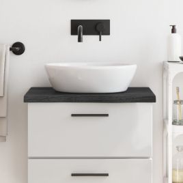 Bathroom Countertop Dark Brown 60x50x2-4cm Treated Solid Wood