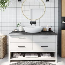 Bathroom Countertop Dark Grey 100x50x4cm Treated Solid Wood