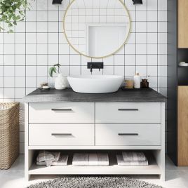 Bathroom Countertop Dark Grey 100x50x6cm Treated Solid Wood