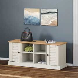 Shoe Bench VIGO White 106x35x40cm Solid Wood Pine