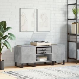 Record Cabinet Concrete Grey 121x38x48 cm Engineered Wood